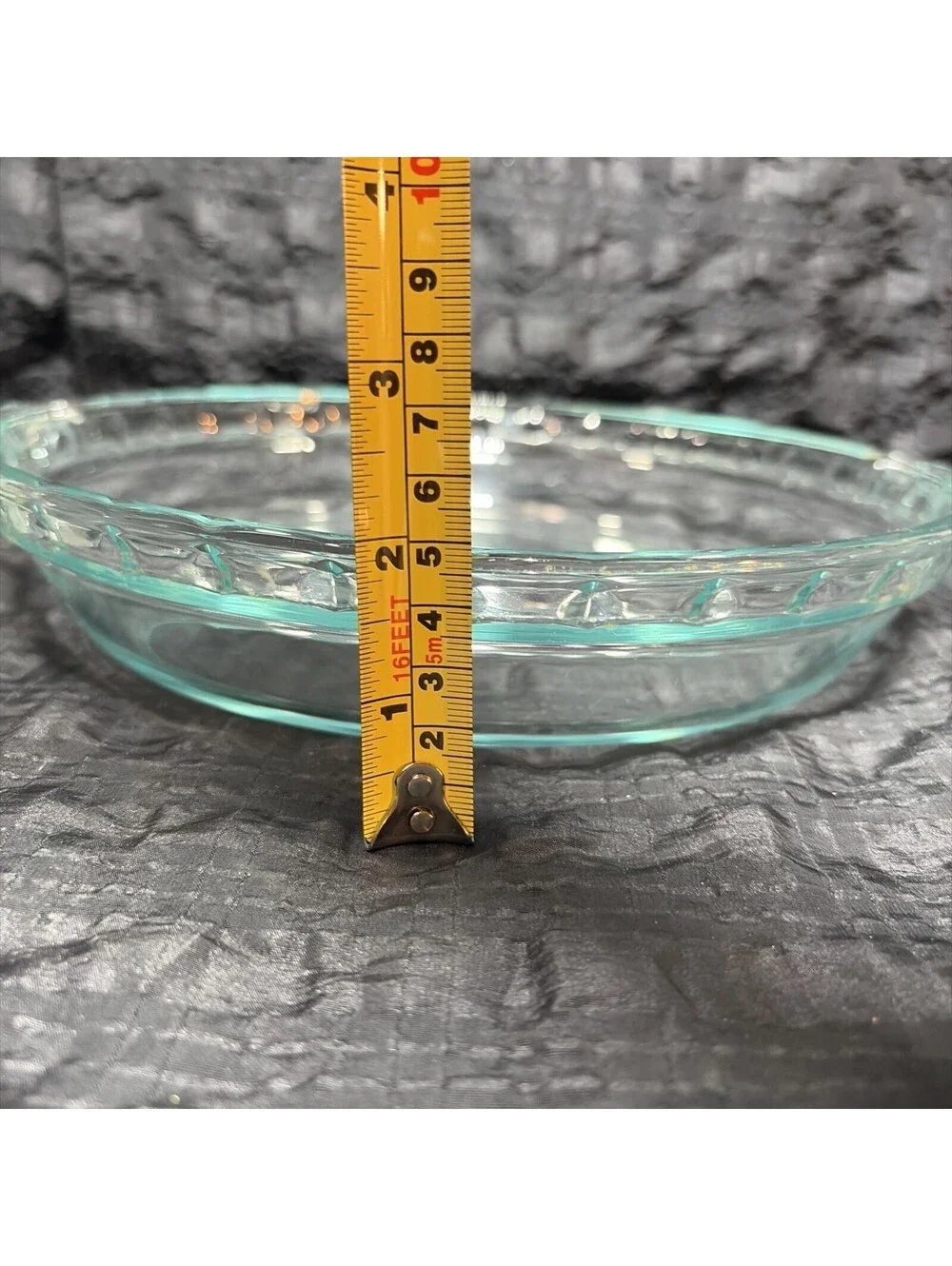 Pyrex #229 Pie Plate Handles Aqua Blue Glass 9.5” 24 cm
